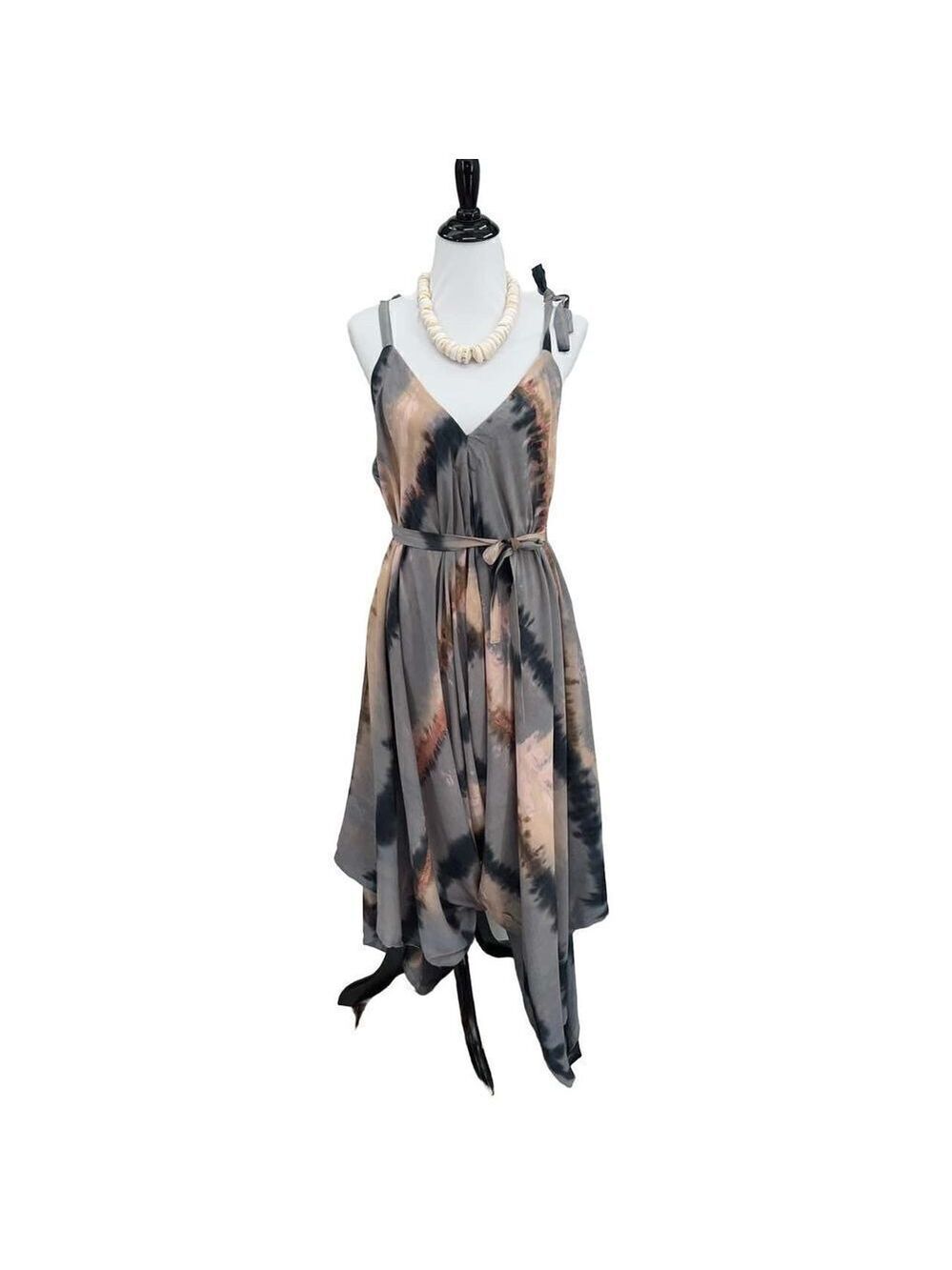 The Pō`alima Romper Cerulean Blue Gray/Pink/Charcoal Tropical Boho Wide Leg
